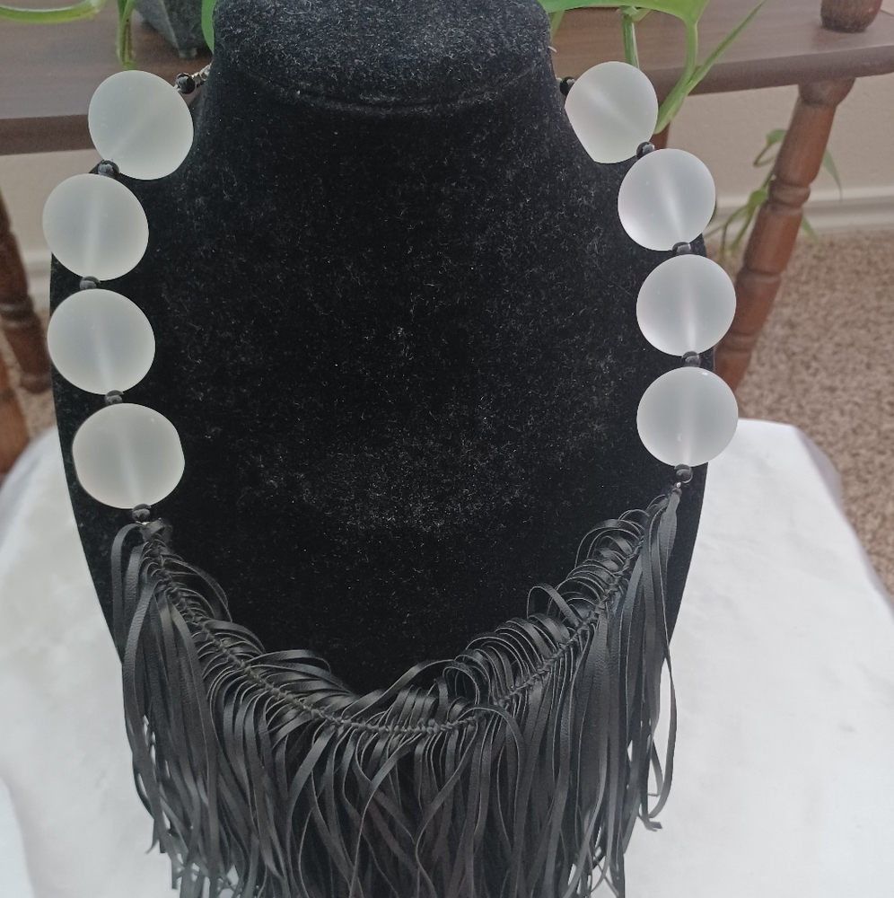 Sassy Jones Leather Dina Fringe Necklace